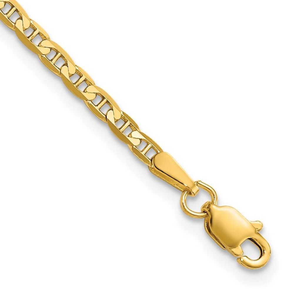 10k Yellow Gold 2.4mm Flat Anchor Chain Bracelet, 8 Inch